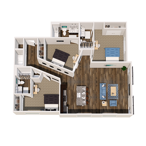  C2 | Three Bedroom  -  Vue on Walnut | Student Housing  - Gallery -  1