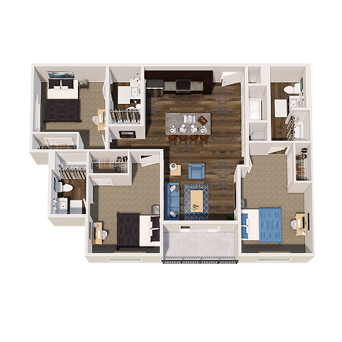 C1 | Three Bedroom - Vue on Walnut | Student Housing - Gallery - 1