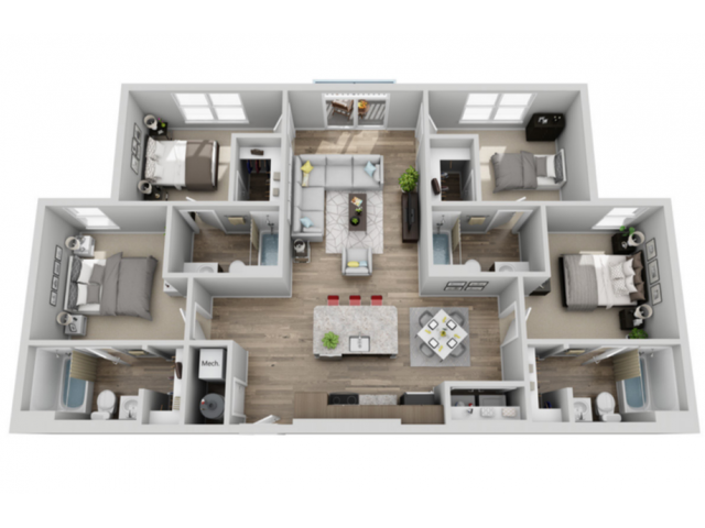 (A) - 4 Bedroom 4 Bathroom - The Armory | Student Housing - Gallery - 1