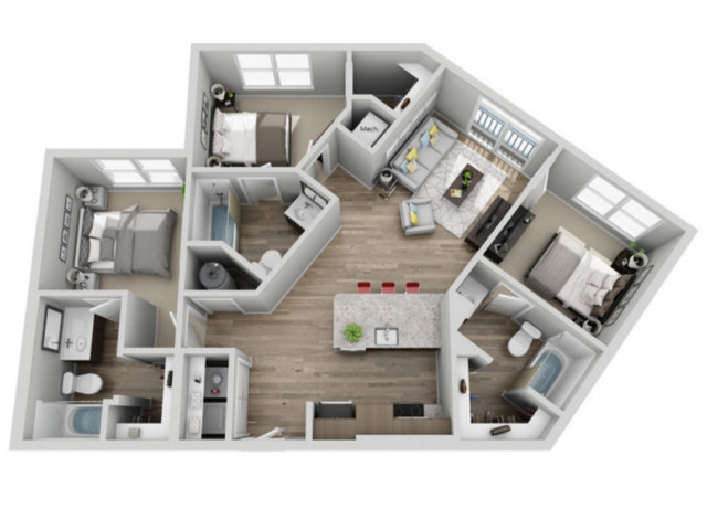 (B) - 3 Bedroom 3 Bathroom - The Armory | Student Housing - Gallery - 1