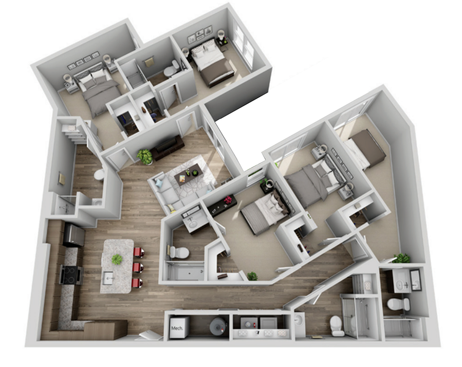 (B) - 5 Bedroom 5 Bathroom - The Armory | Student Housing - Gallery - 1