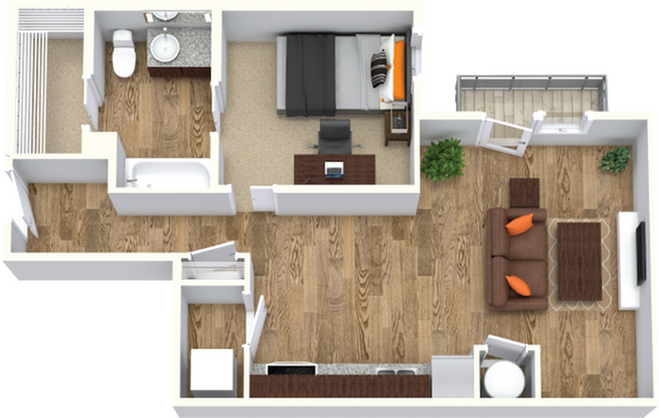  1 Bed - 1 Bath  -  University Walk | Student Housing  - Gallery -  1