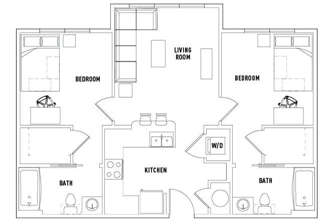  2 Bed - 2 Bath  -  University Walk | Student Housing  - Gallery -  2