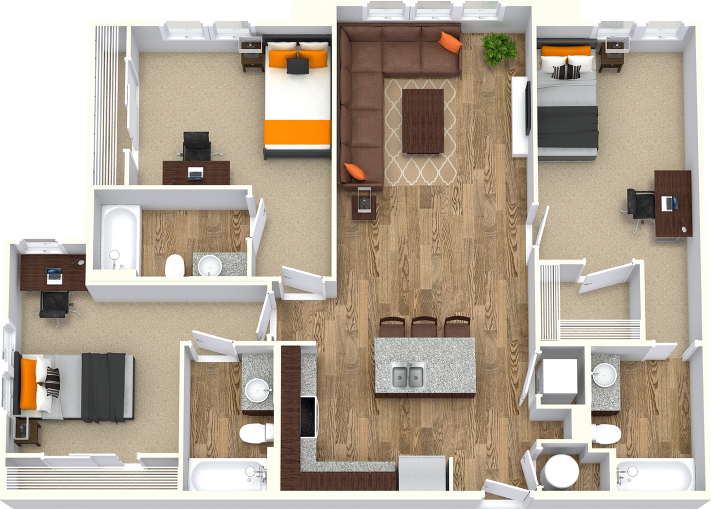  3 Bed - 3 Bath  -  University Walk | Student Housing  - Gallery -  3