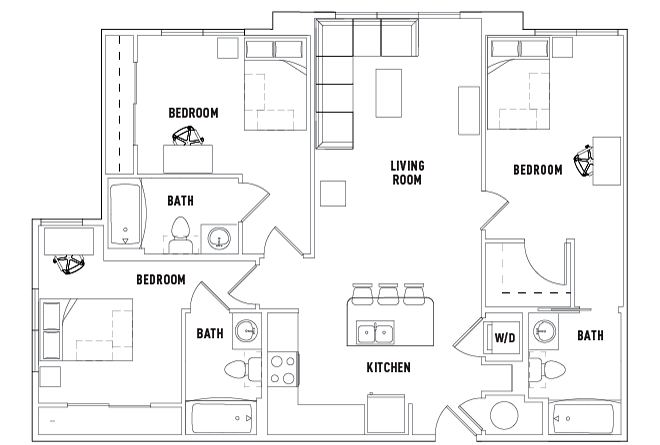  3 Bed - 3 Bath  -  University Walk | Student Housing  - Gallery -  2