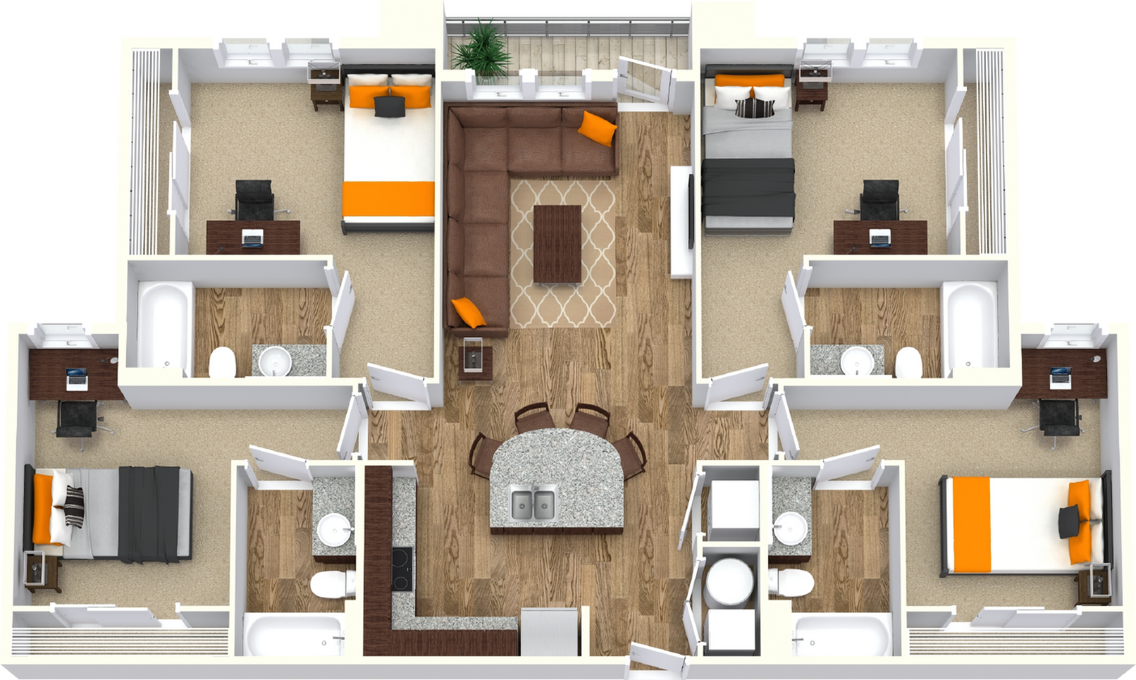  4 Bed - 4 Bath  -  University Walk | Student Housing  - Gallery -  1
