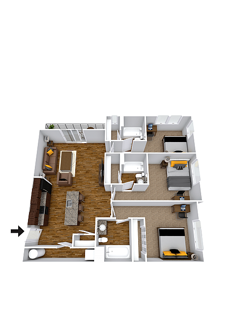 Three Bedroom - 11 West | Student Housing - Gallery - 1