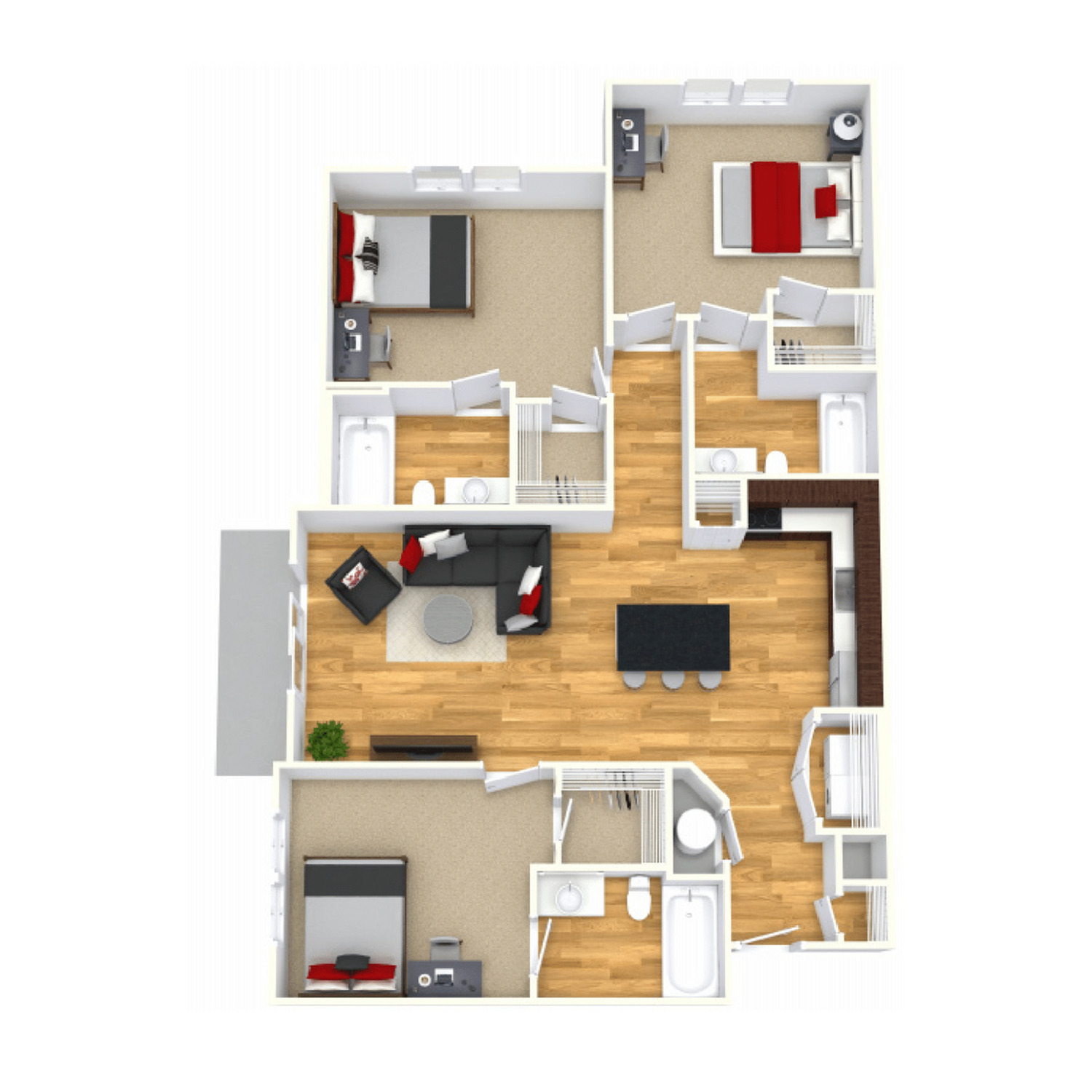 3 Bedroom - Champions Club | Student Housing - Gallery - 1