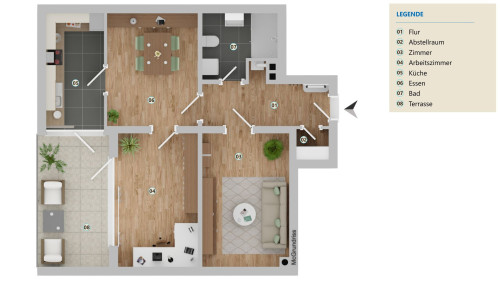 Bright and fantastic suite in Speyer with balcony and parking lot