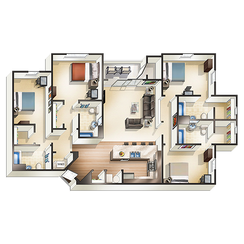  The Clark - 4x4  -  The Hangout | Student Housing  - Gallery -  3