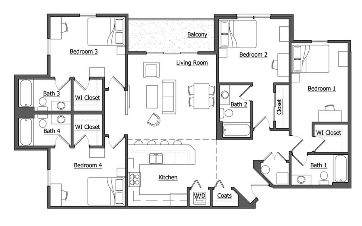  The Clark Deluxe - 4x4  -  The Hangout | Student Housing  - Gallery -  1