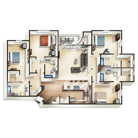  The Clark II - 4x4  -  The Hangout | Student Housing  - Gallery -  1