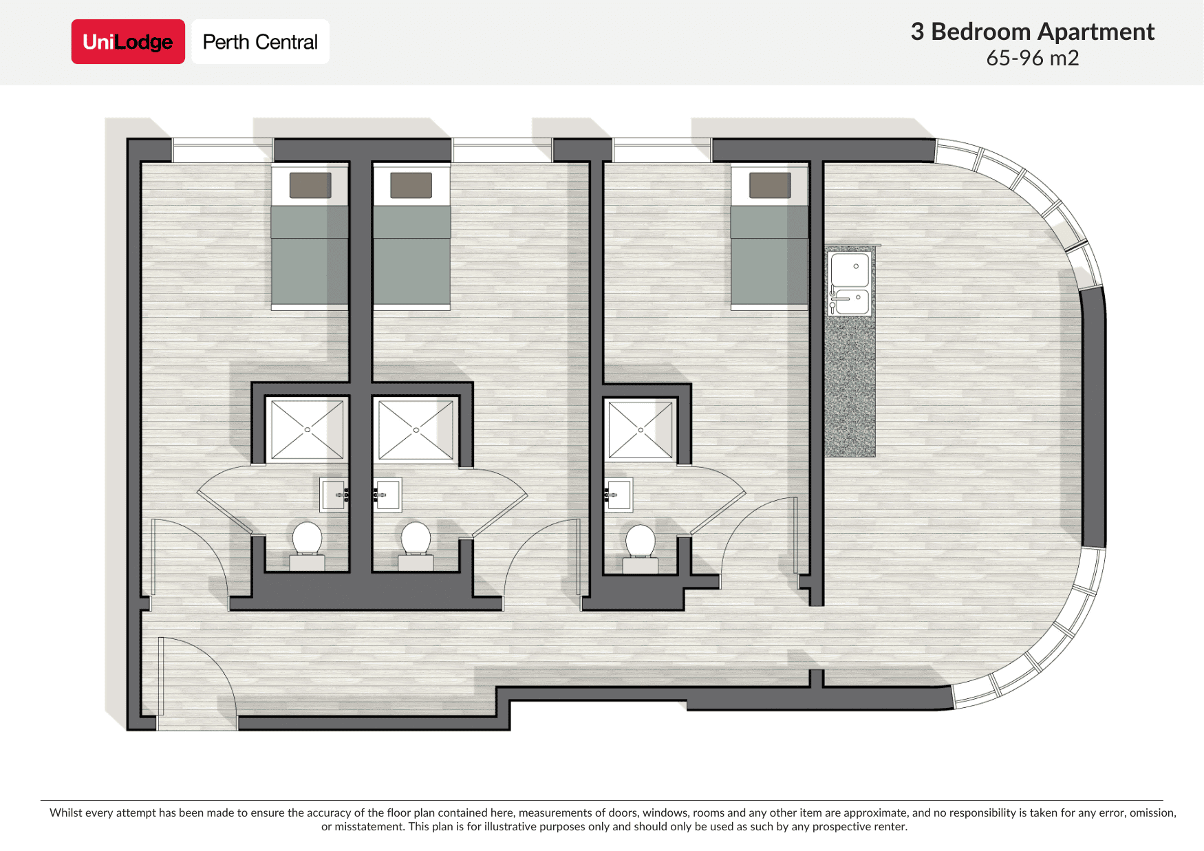  3 Bed Ensuite Apartment  -  UniLodge Perth Central  - Gallery -  12