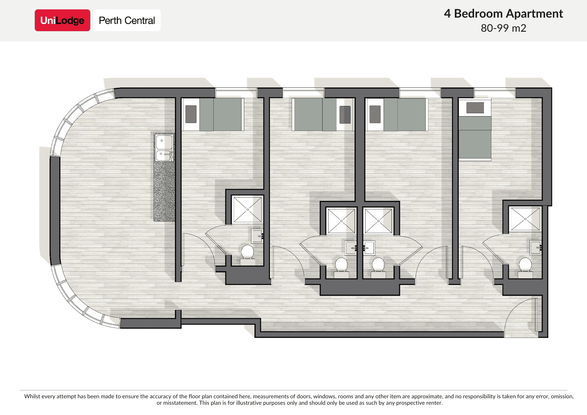  4 Bed Ensuite Apartment  -  UniLodge Perth Central  - Gallery -  11