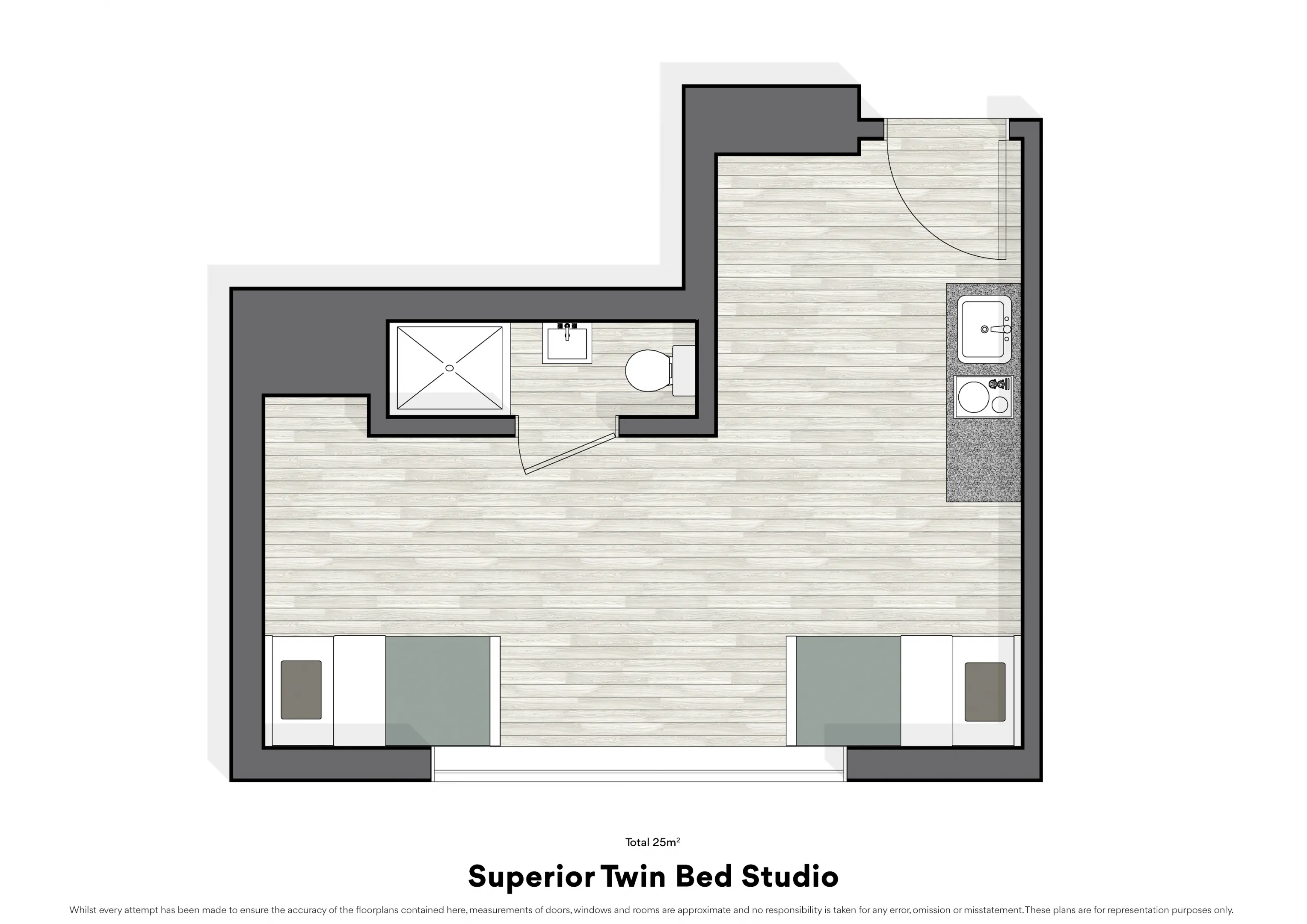 Superior Twin Bed Studio High Floor - UniLodge Perth Central - Gallery - 8