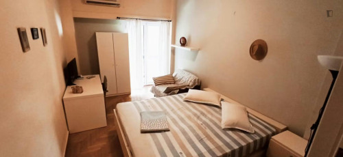 Tasteful double bedroom with a balcony, in the center of Athens