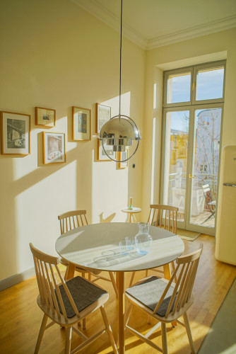 A beautifully freshly restored historic apartment with a modern, personal touch