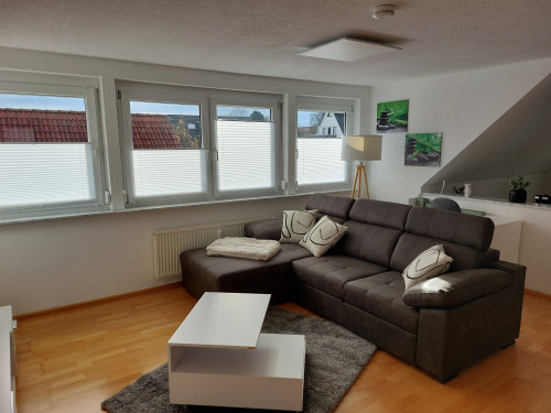 Fully furnished 2-room apartment in Ulm-Böfingen, property with a caretaker and building-maintenance.