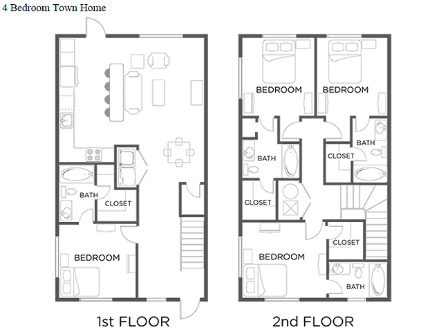  4 Bedroom 4 Bathroom Townhome  -  The Thompson | Student Housing  - Gallery -  2