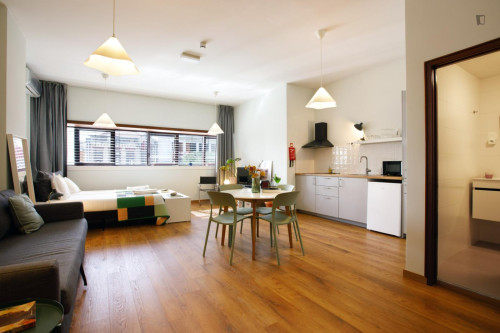Modern Studio with AC, Elevator Fast Wi-Fi near Metro and Praça da República