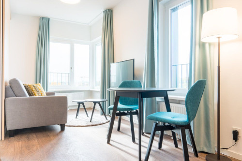 Modern 2-Room Apartment with Stunning Views in Central Berlin Mitte | Fitness, Concierge & Co-Working Amenities