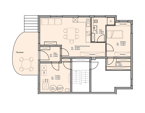 As good as new furnished 2 room apartment in quiet location in Stuttgart-Steinhaldenfeld