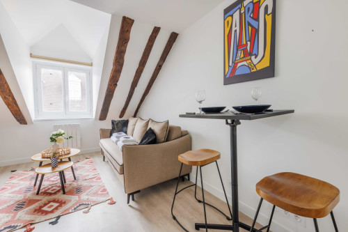 Paris 7th: Charming Parisian Studio with Stunning Eiffel Tower View