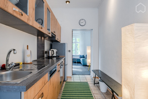 Modern furnished apartment in the old manor house of Berlin-Hermsdorf with small garden area