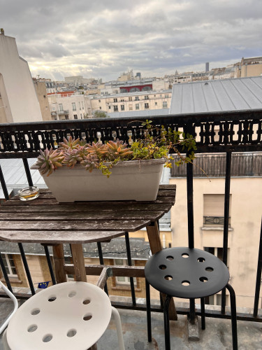 Bright Top-Floor Furnished Studio with Balcony & Panoramic View – Paris 11th