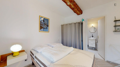 Cool double ensuite bedroom with a kitchenette, in Fontainebleau