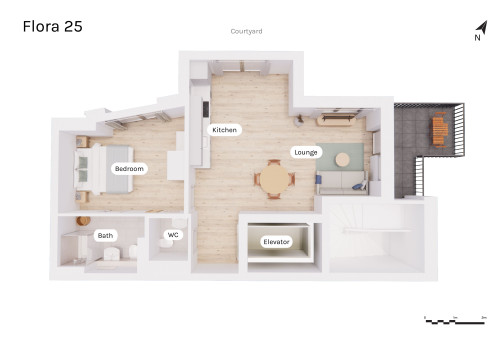 Spacious and bright fully-furnished apartment