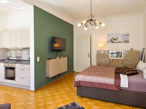 Stylish Art Nouveau Studio with Home Office & Garden in Leipzig