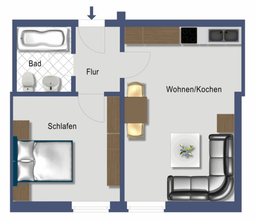 Furnished, 2-room apartment in Munich