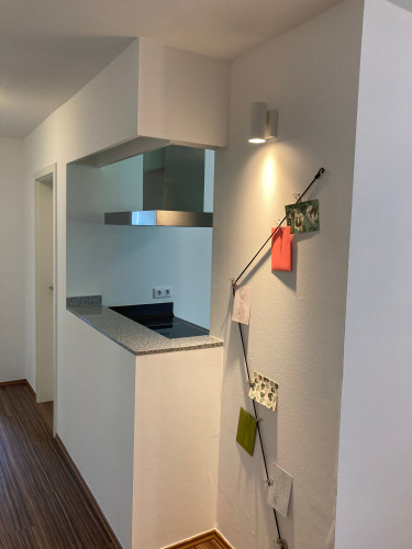 An open-plan loft flat with a mezzanine