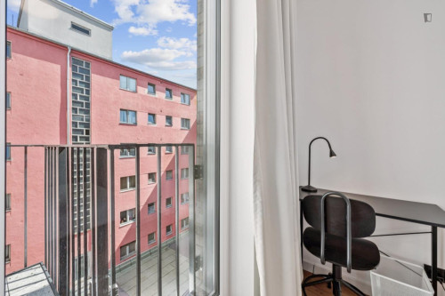 Single bedroom with a balcomny, in Moabit