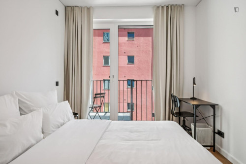 Single bedroom with a balcomny, in Moabit