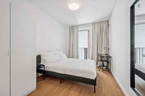 Single bedroom with a balcomny, in Moabit