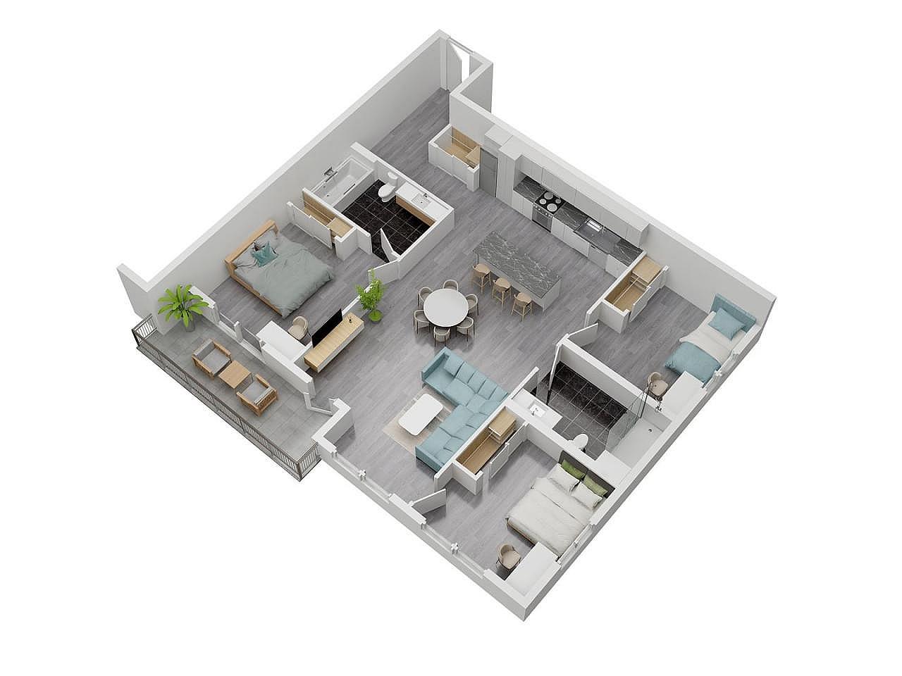 Bed In A 2-Bed Mixed Gender Room - Stylish Apartment with Rooftop Views & Modern Amenities in LA” - Gallery - 2