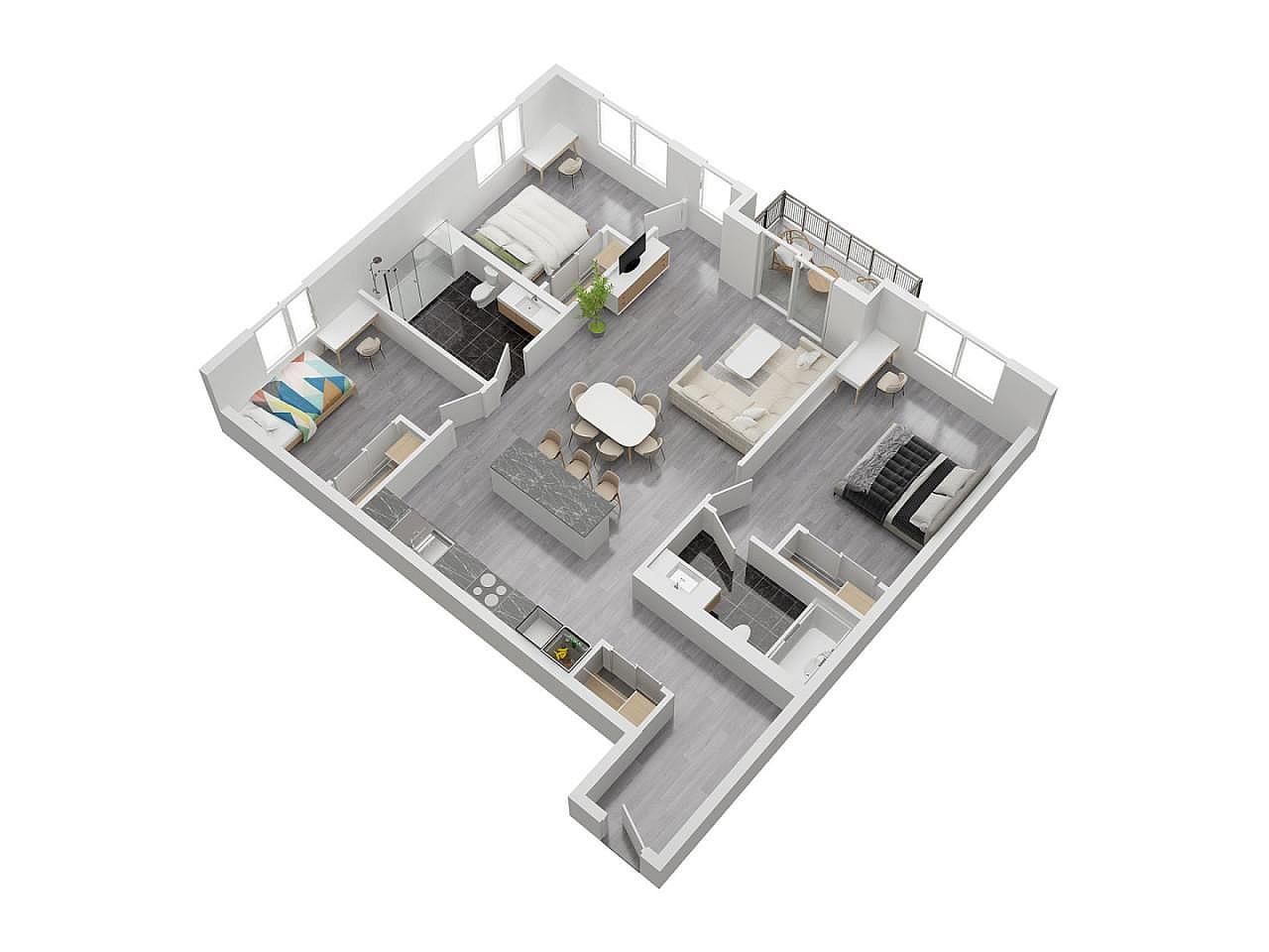  Bed In A 2-Bed Mixed Gender Room  -  Stylish Apartment with Rooftop Views & Modern Amenities in LA”  - Gallery -  4