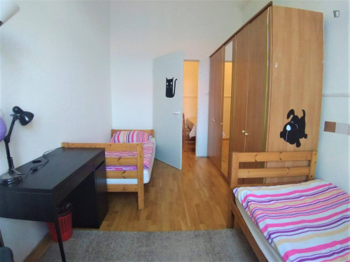 Bed in a comfy twin bedroom, in Újlipótváros