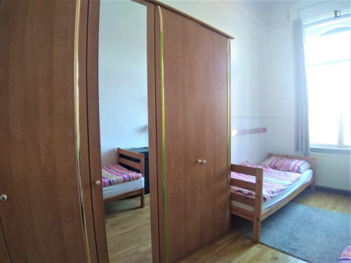 Bed in a comfy twin bedroom, in Újlipótváros