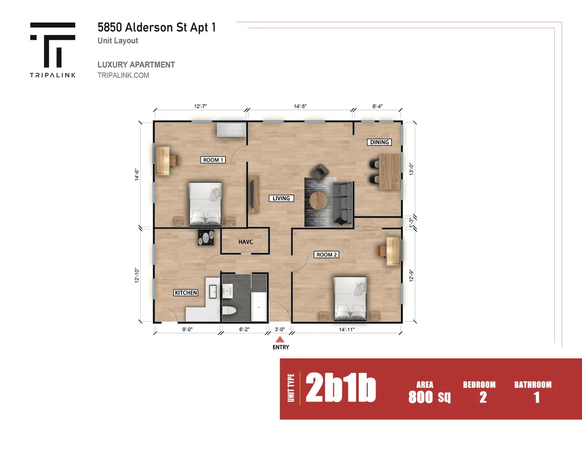 2 Beds 1 Bath - 5846-5850 Alderson St - Gallery - 29