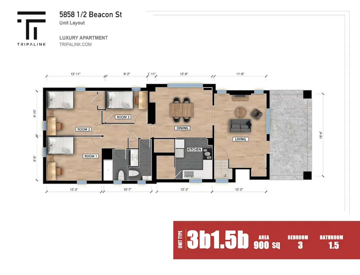  3 Beds 1.5 Baths  -  5858 1/2 Beacon St  - Gallery -  1