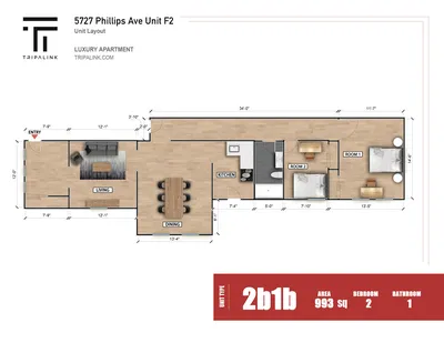 3 Beds 1 Bath (5727 Phillips Ave Unit F2) - 5725-5727 Phillips Ave - Gallery - 2
