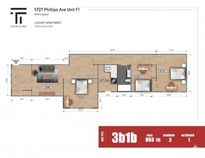 3 Beds 1 Bath (5727 Phillips Ave Unit F1) - 5725-5727 Phillips Ave - Gallery - 5
