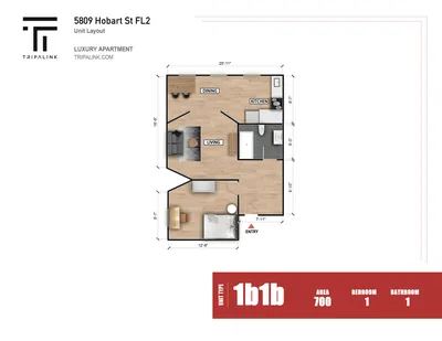  1 Bed 1 Bath  -  5807 - 5809 Hobart St  - Gallery -  2