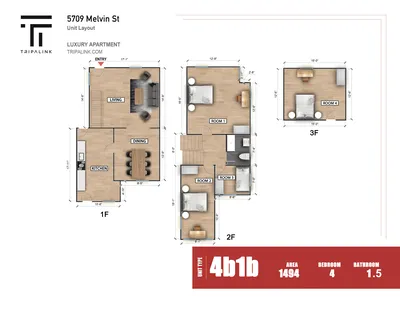 4 Beds 1.5 Baths - 5709 Melvin St - Gallery - 2