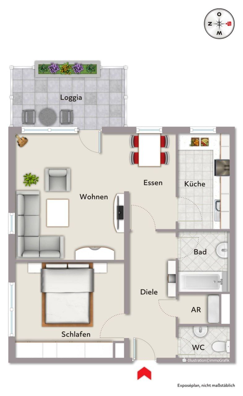 Beautiful And Bright 2.5-Room Partially Furnished Apartment With Kitchen, Balcony, And Underground P - Beautiful and bright 2.5-room partially furnished apartment with kitchen, balcony, and underground parking in Leonberg. - Gallery - 13
