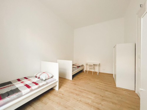 Bed in a comfy twin bedroom, in Újlipótváros