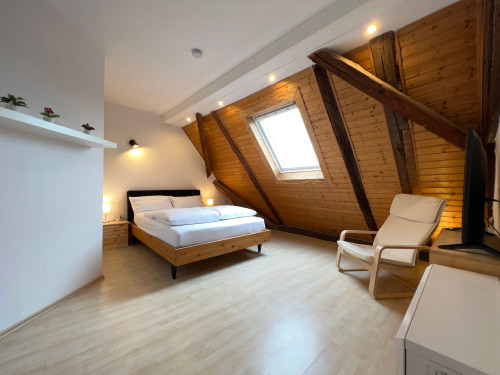 Large maisonette apartment by Rabe Washing machine Terrace (15 min. KA City | 10 min. KIT Nord | 8 min. Daimler | 5 min. MiRO)
